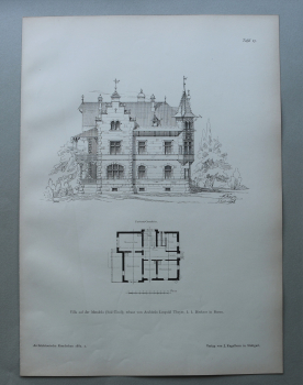 Holzstich Architektur Mendola 1887 Villa